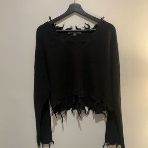 black distressed sweater